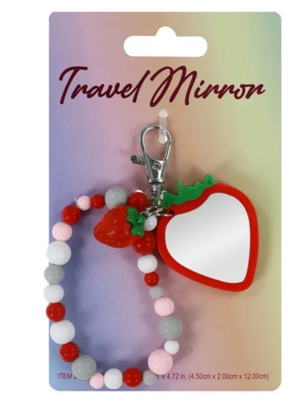NWT Strawberry Travel Mirror Keychain Bracelet - Bag Charm